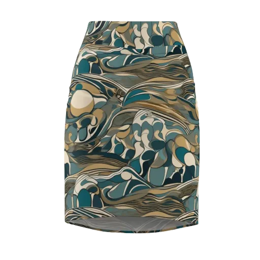 Marbled Current on a Pencil Skirt