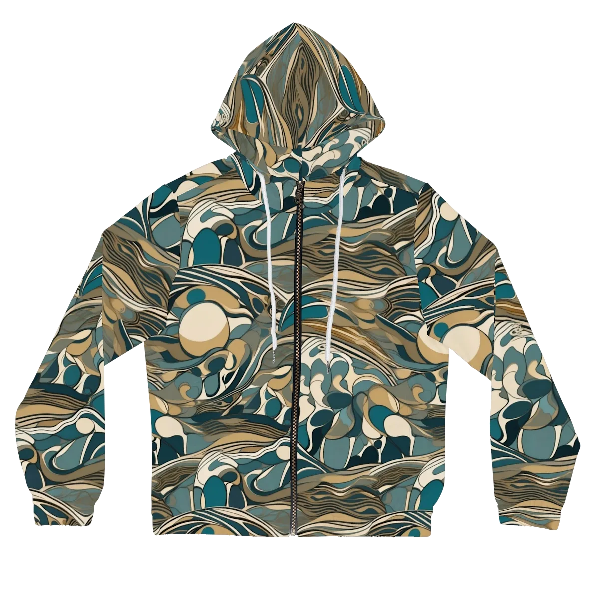 Marbled Current on Women's Full-Zip Hoodie — Front