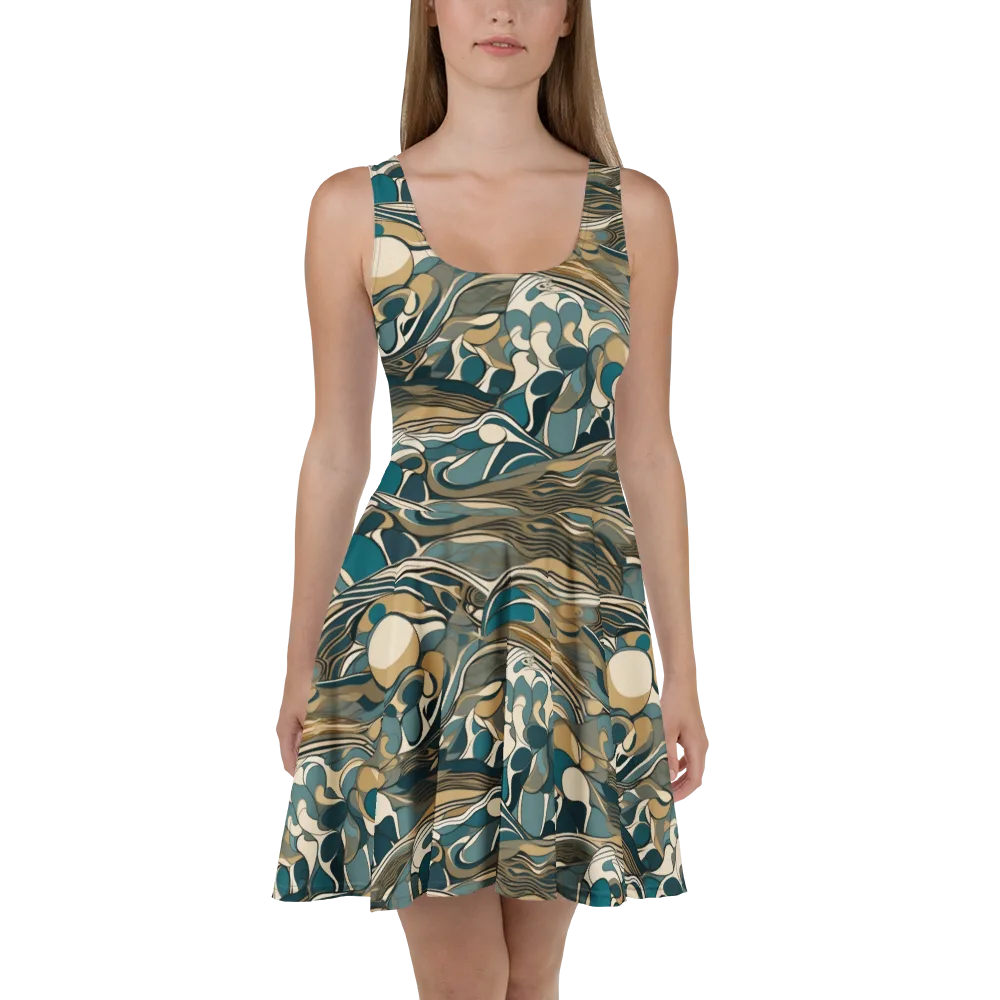 Marbled Current on Skater Dress — Front
