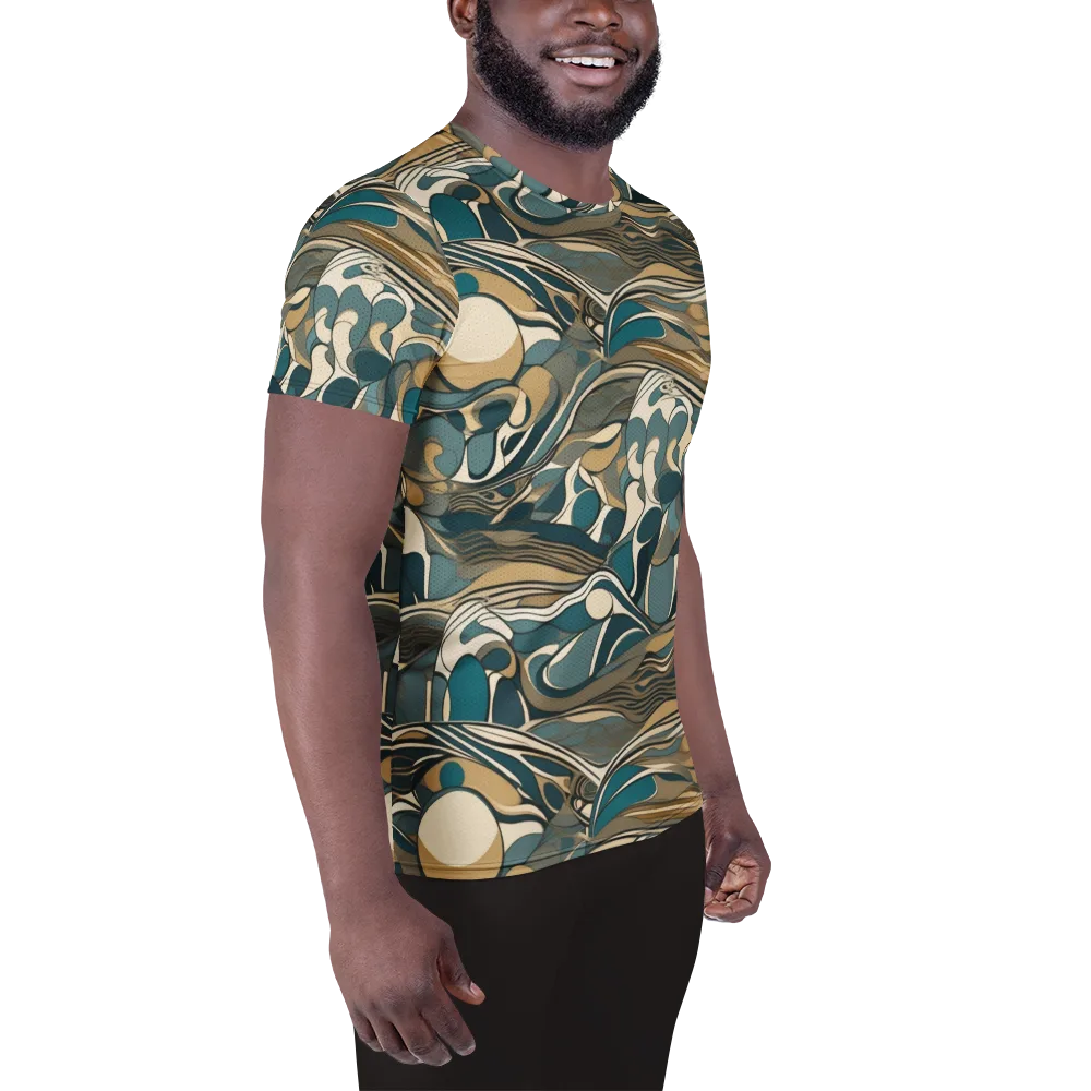 Marbled Current on Men's Athletic T-Shirt — Right