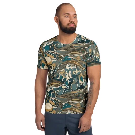 Marbled Current on a Men's Athletic T-Shirt