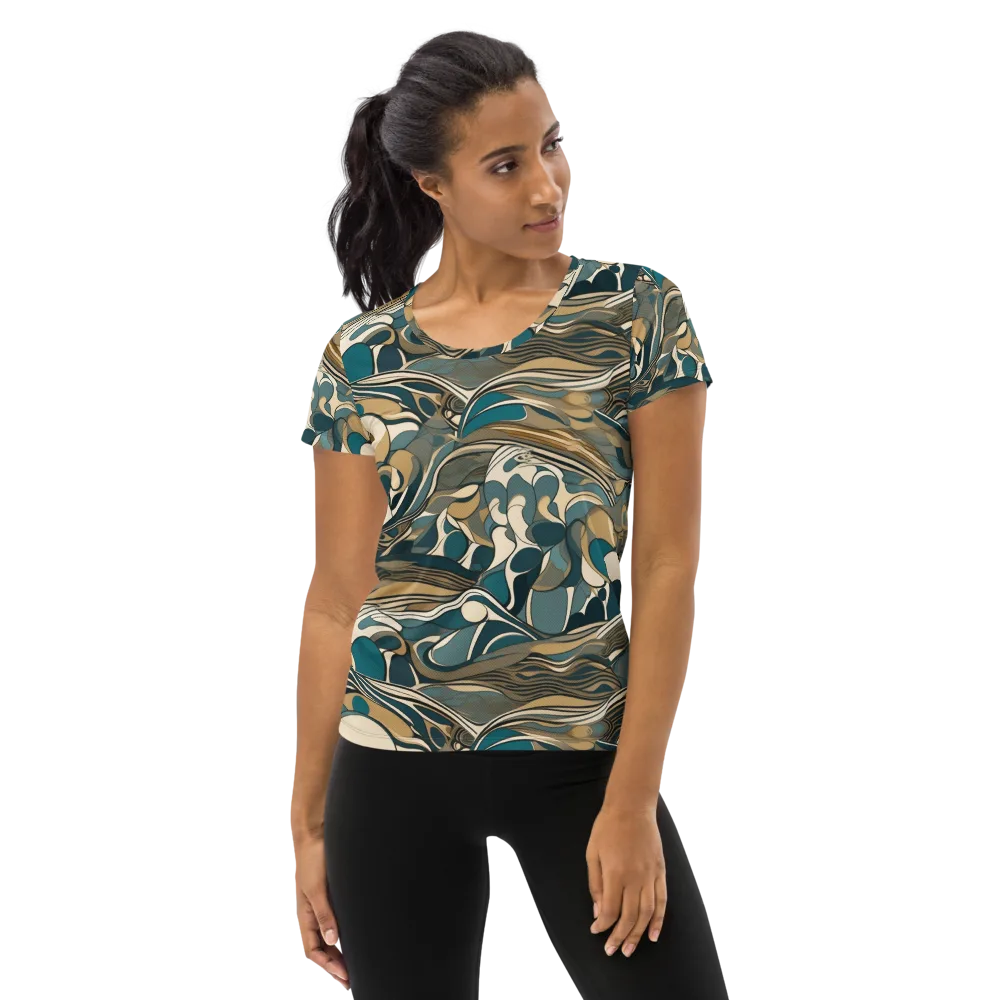 Marbled Current on Women's Athletic T-Shirt — Front