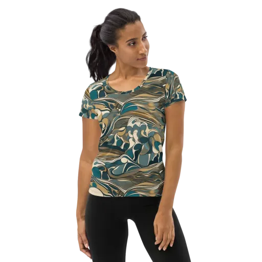 Marbled Current on a Women's Athletic T-Shirt