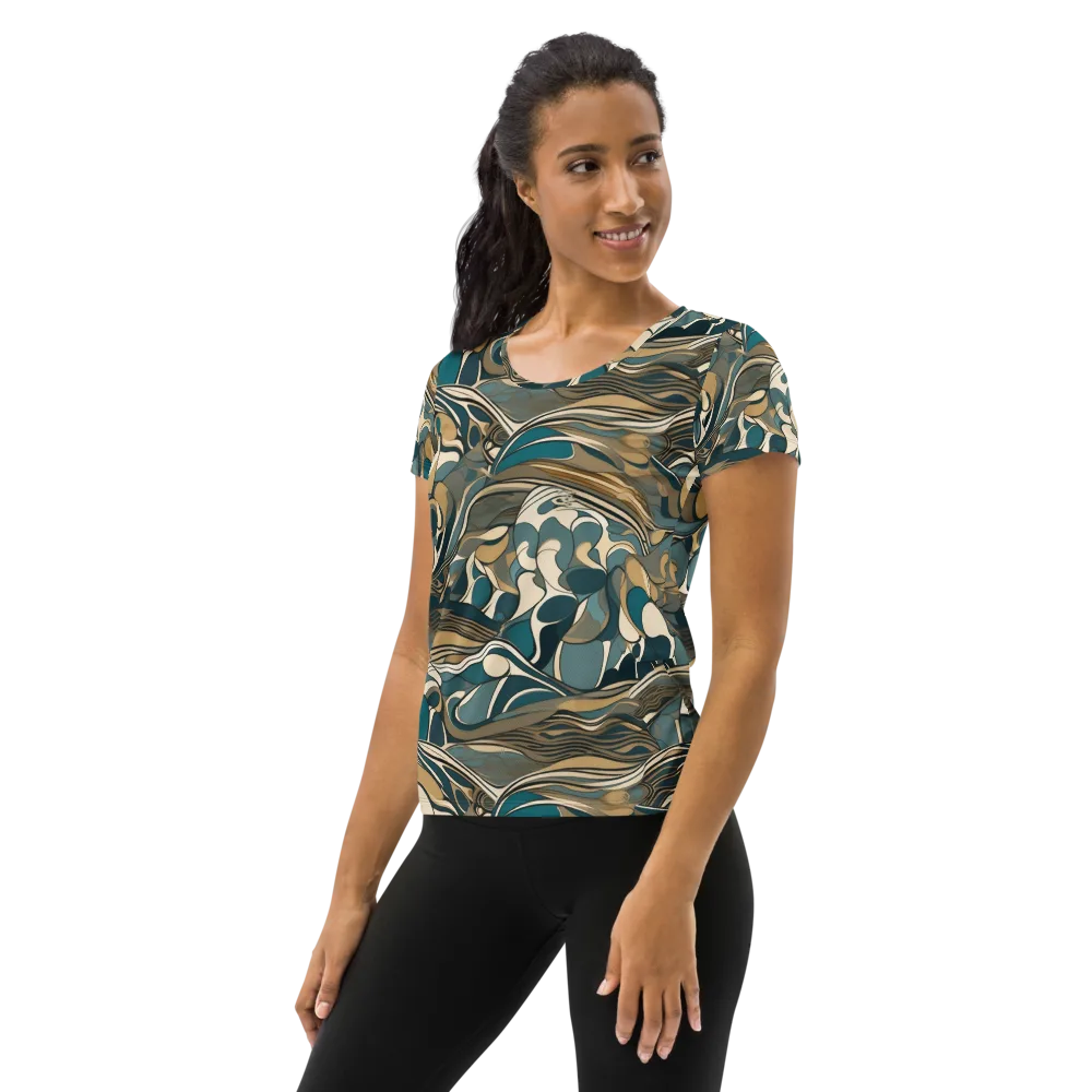 Marbled Current on Women's Athletic T-Shirt — Left