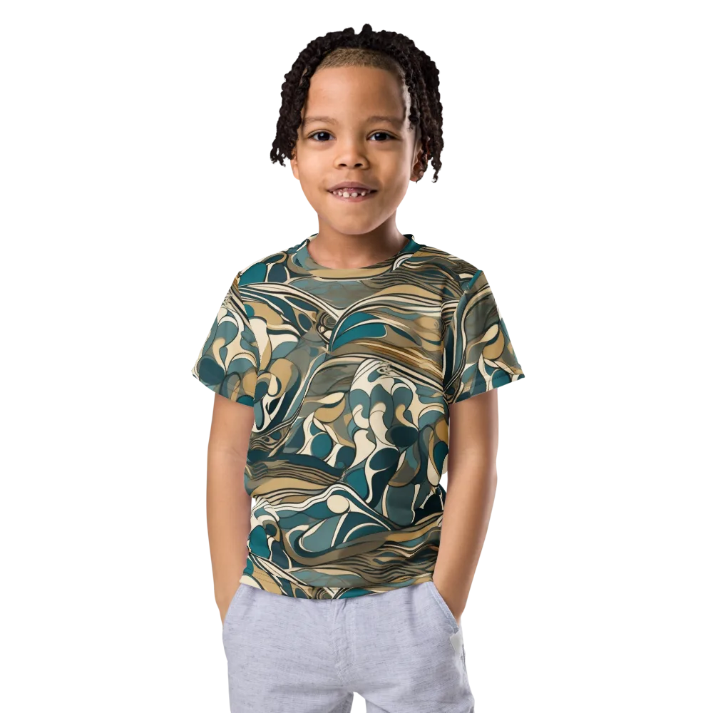 Marbled Current on Kids Crew Neck T-Shirt — Front