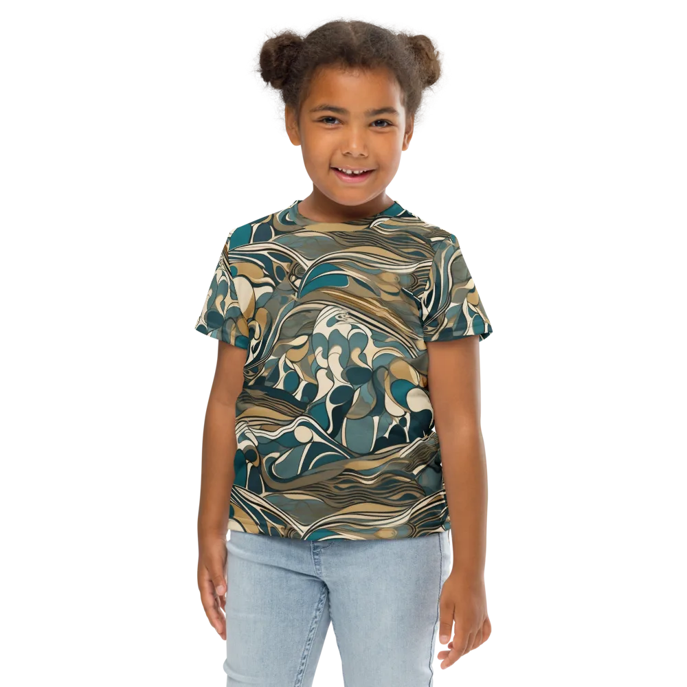 Marbled Current on Kids Crew Neck T-Shirt — Front