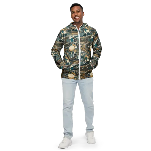 Marbled Current on a Men's Windbreaker