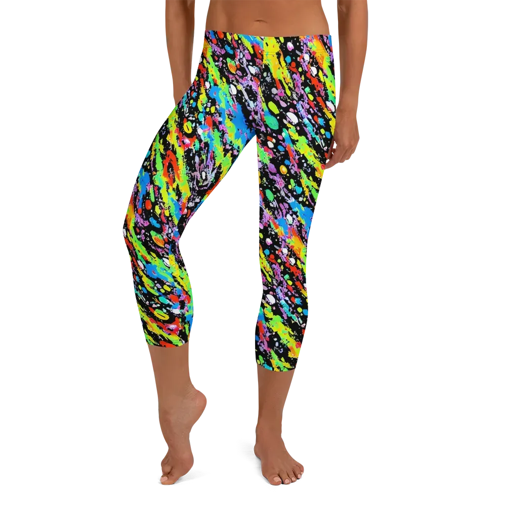 Pollock Pulse on Capri Leggings — Front