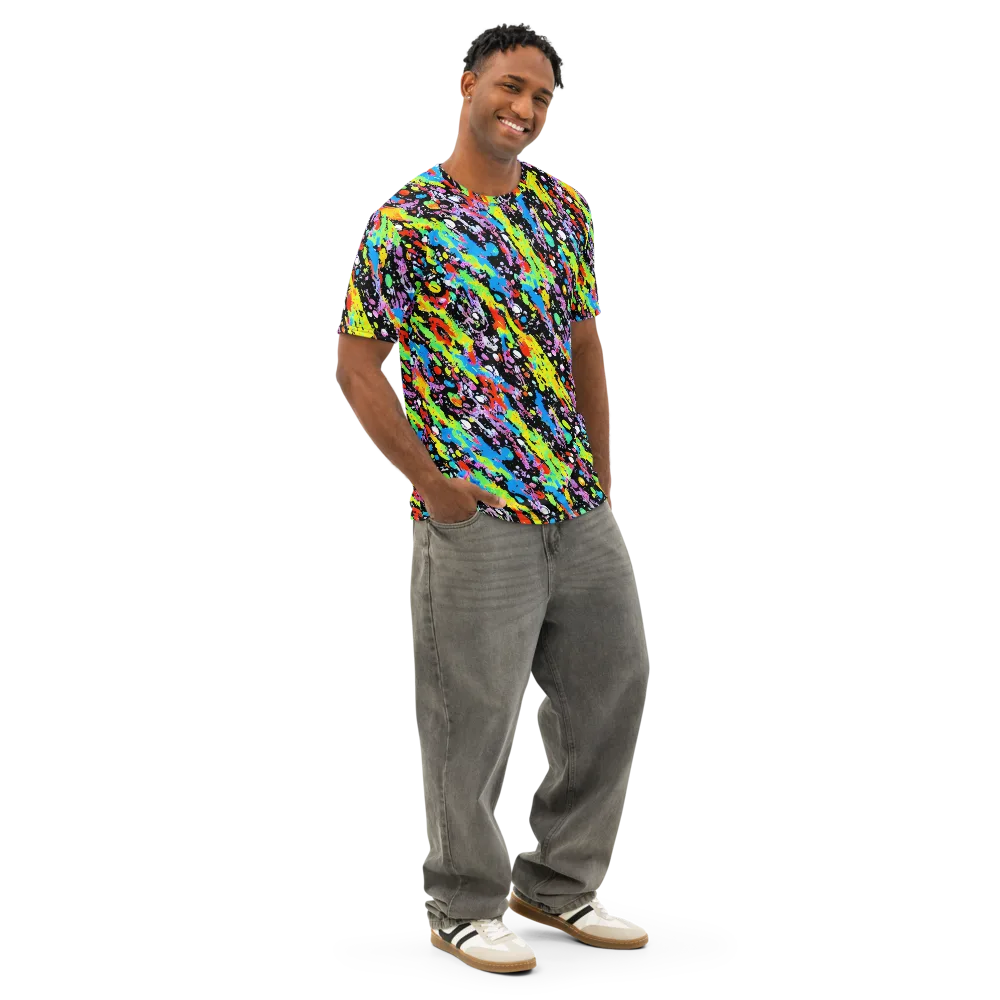 Pollock Pulse on Men's Cotton Crew Neck T-Shirt — Right Front