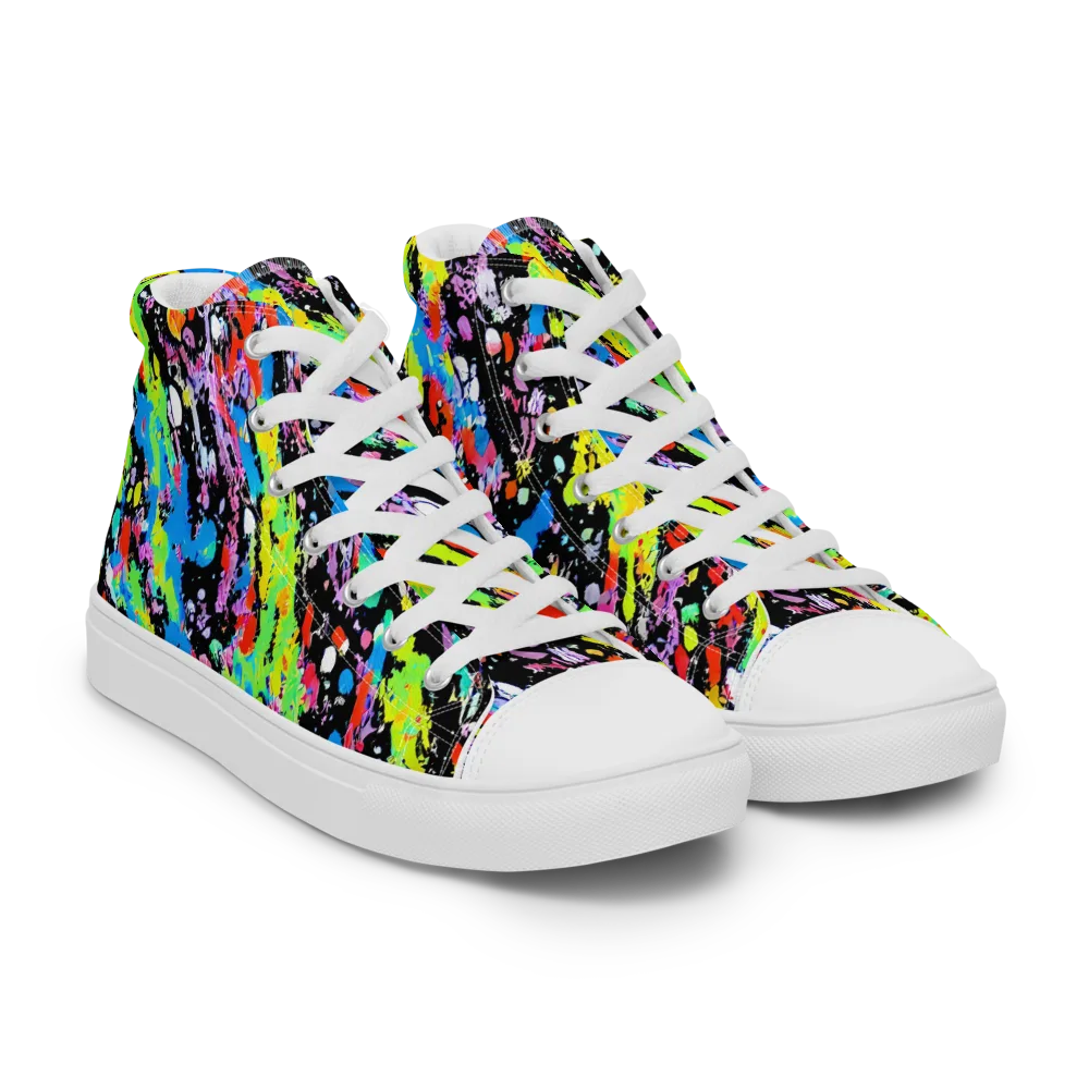 Pollock Pulse on Men's High Top Canvas Shoes — Right Front