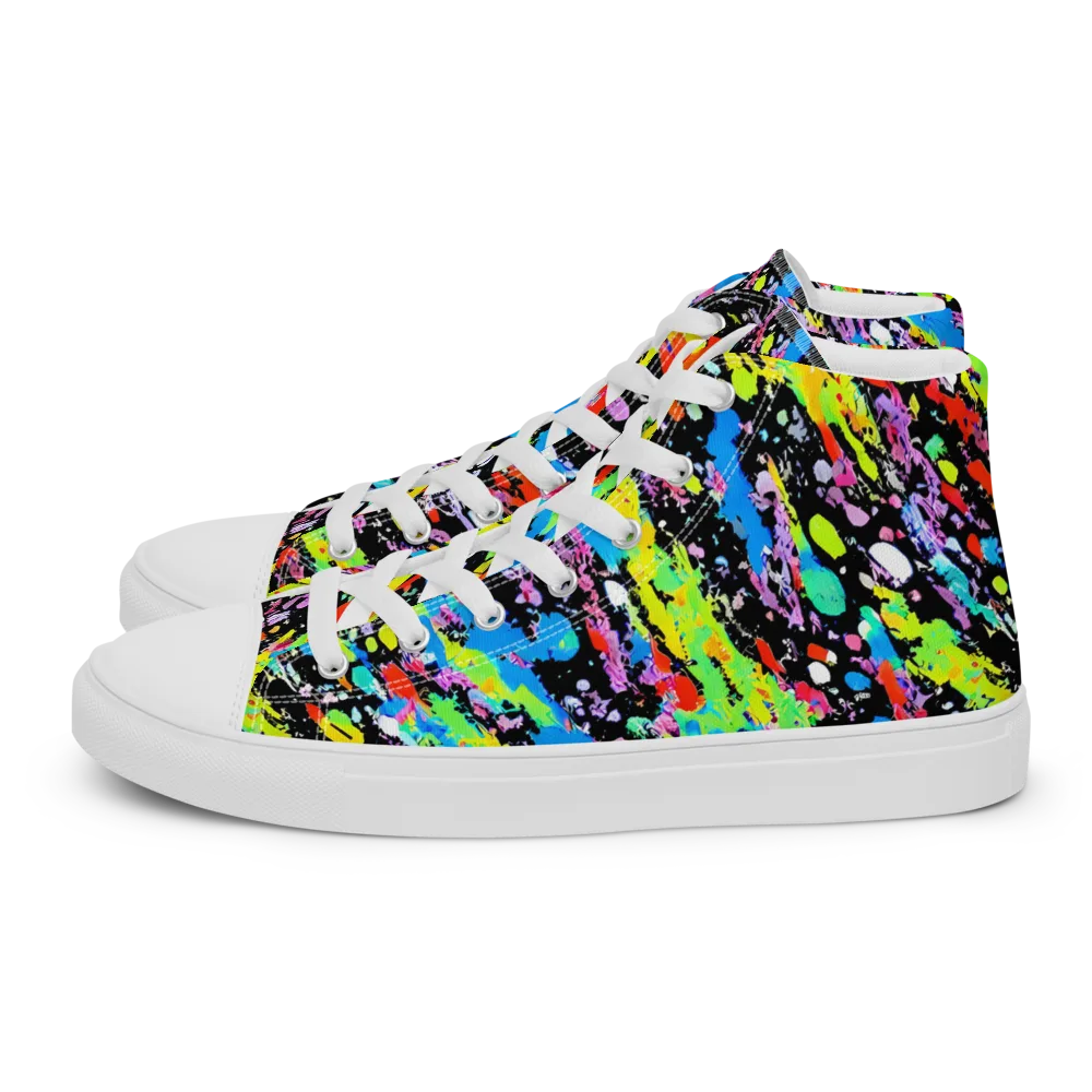 Pollock Pulse on Men's High Top Canvas Shoes — Left