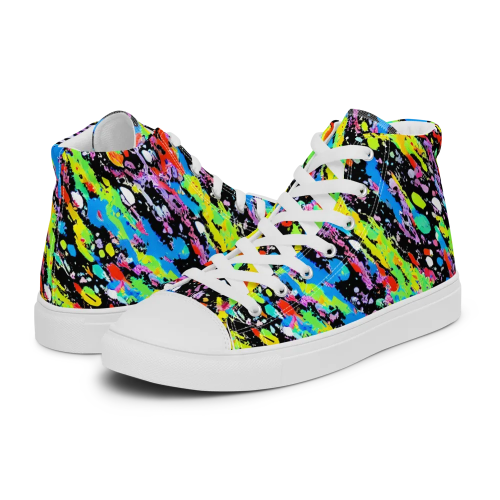 Pollock Pulse on Men's High Top Canvas Shoes — Left