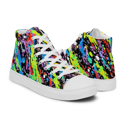 Pollock Pulse on a Men's High Top Canvas Shoes