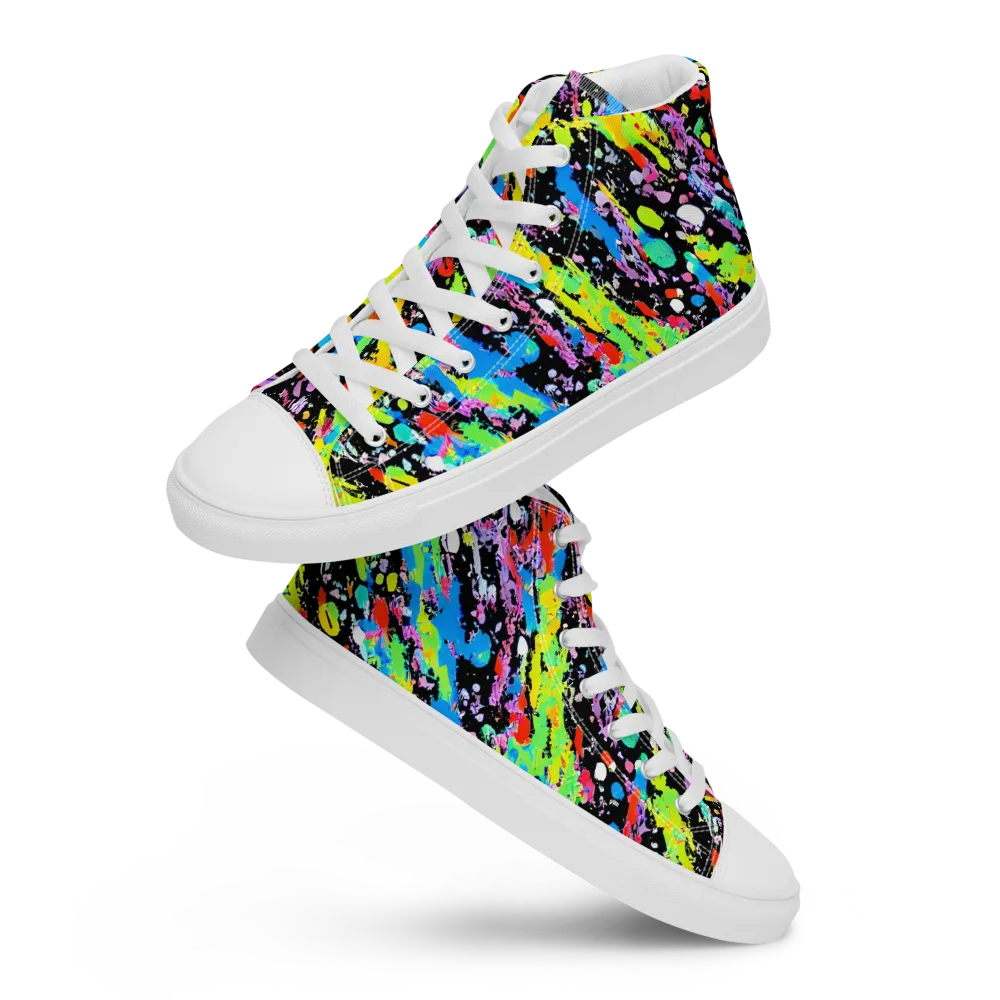 Pollock Pulse on Men's High Top Canvas Shoes — Front