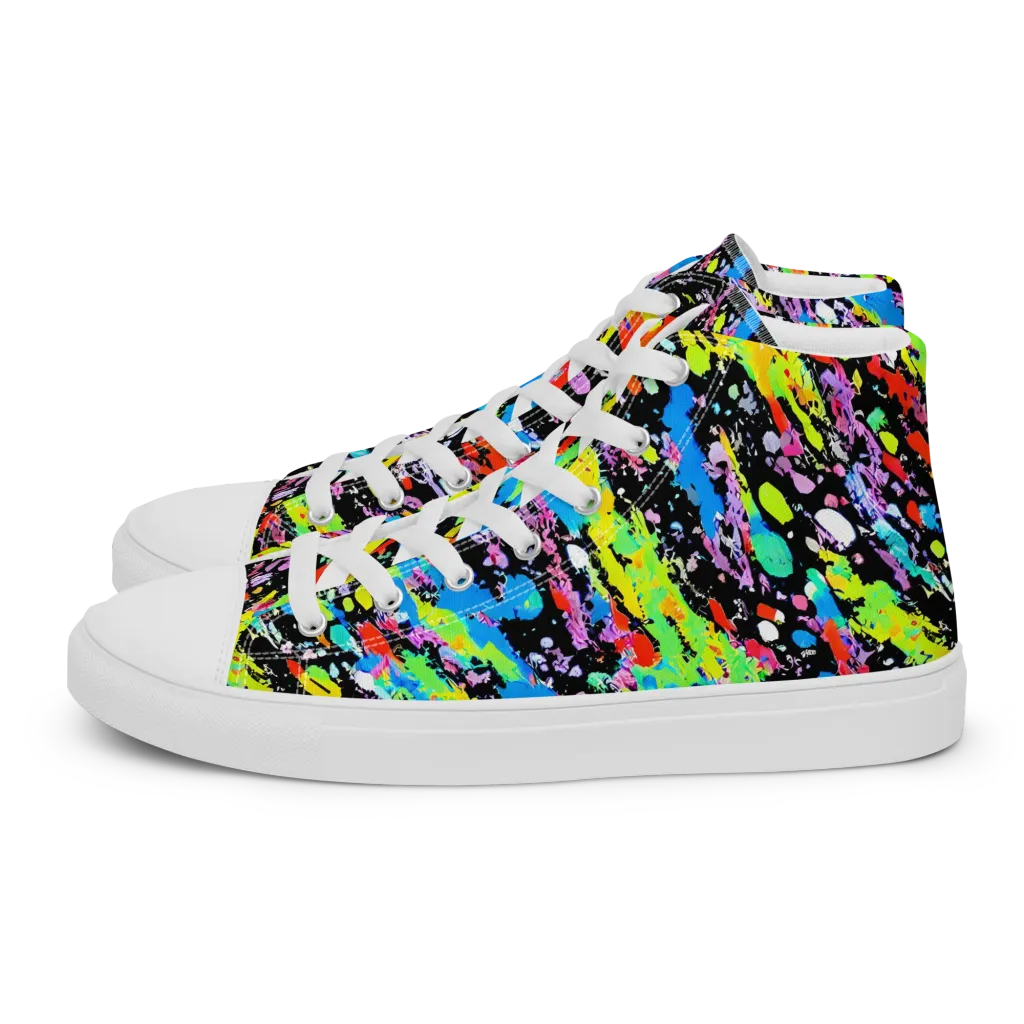 Pollock Pulse on Women's High Top Canvas Shoes — Left