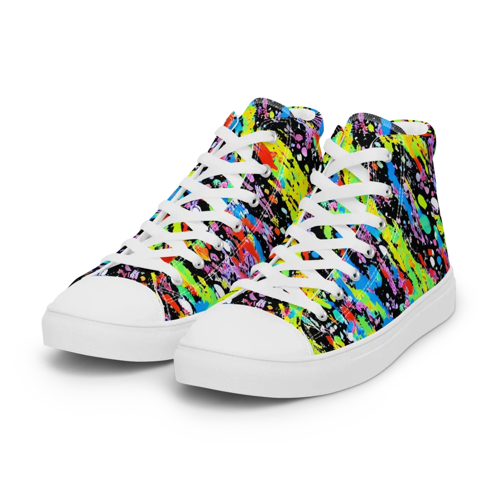 Pollock Pulse on Women's High Top Canvas Shoes — Left Front