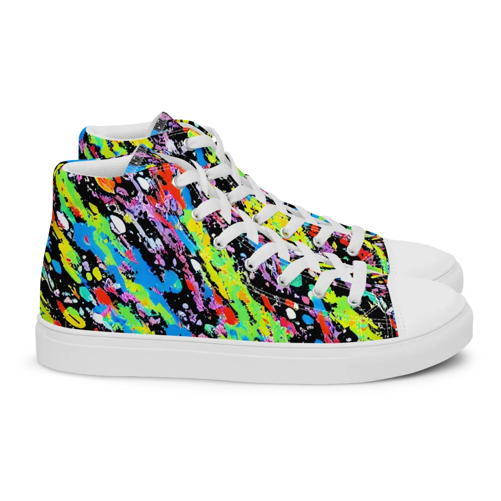 Pollock Pulse on Women's High Top Canvas Shoes — Right