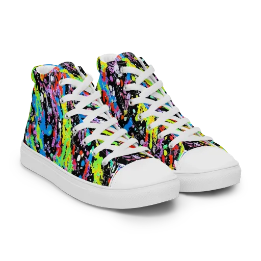 Pollock Pulse on a Women's High Top Canvas Shoes
