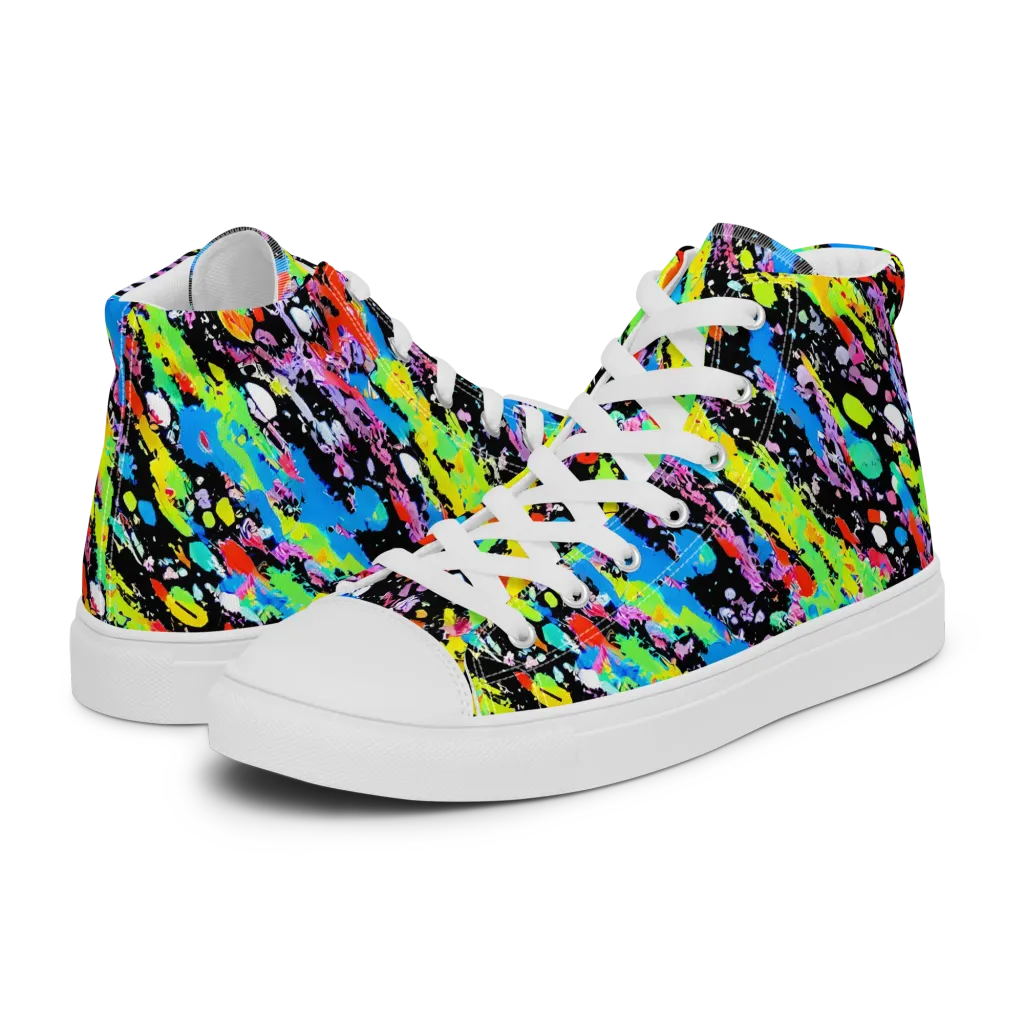 Pollock Pulse on Women's High Top Canvas Shoes — Left