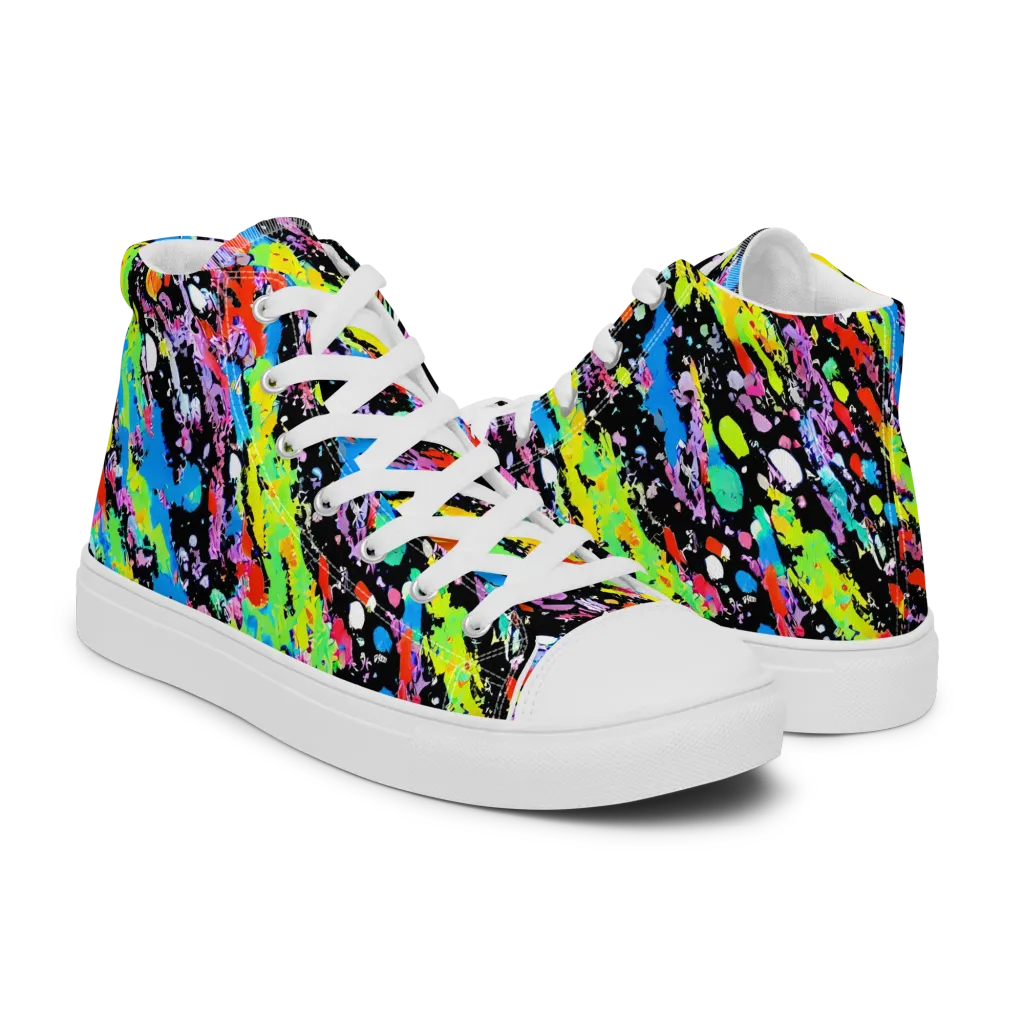 Pollock Pulse on Women's High Top Canvas Shoes — Right