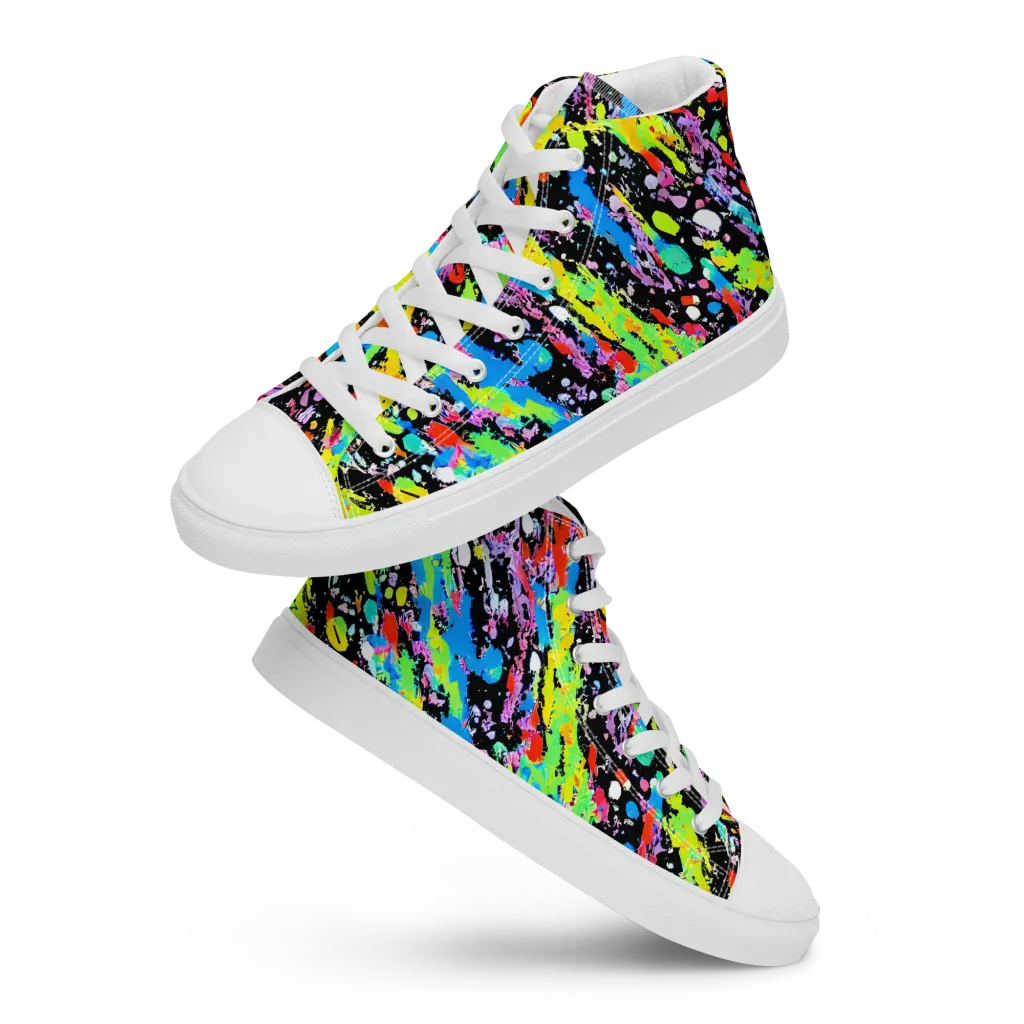 Pollock Pulse on Women's High Top Canvas Shoes — Front