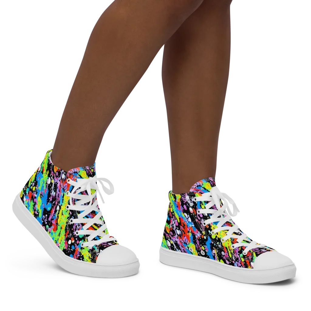Pollock Pulse on Women's High Top Canvas Shoes — Right