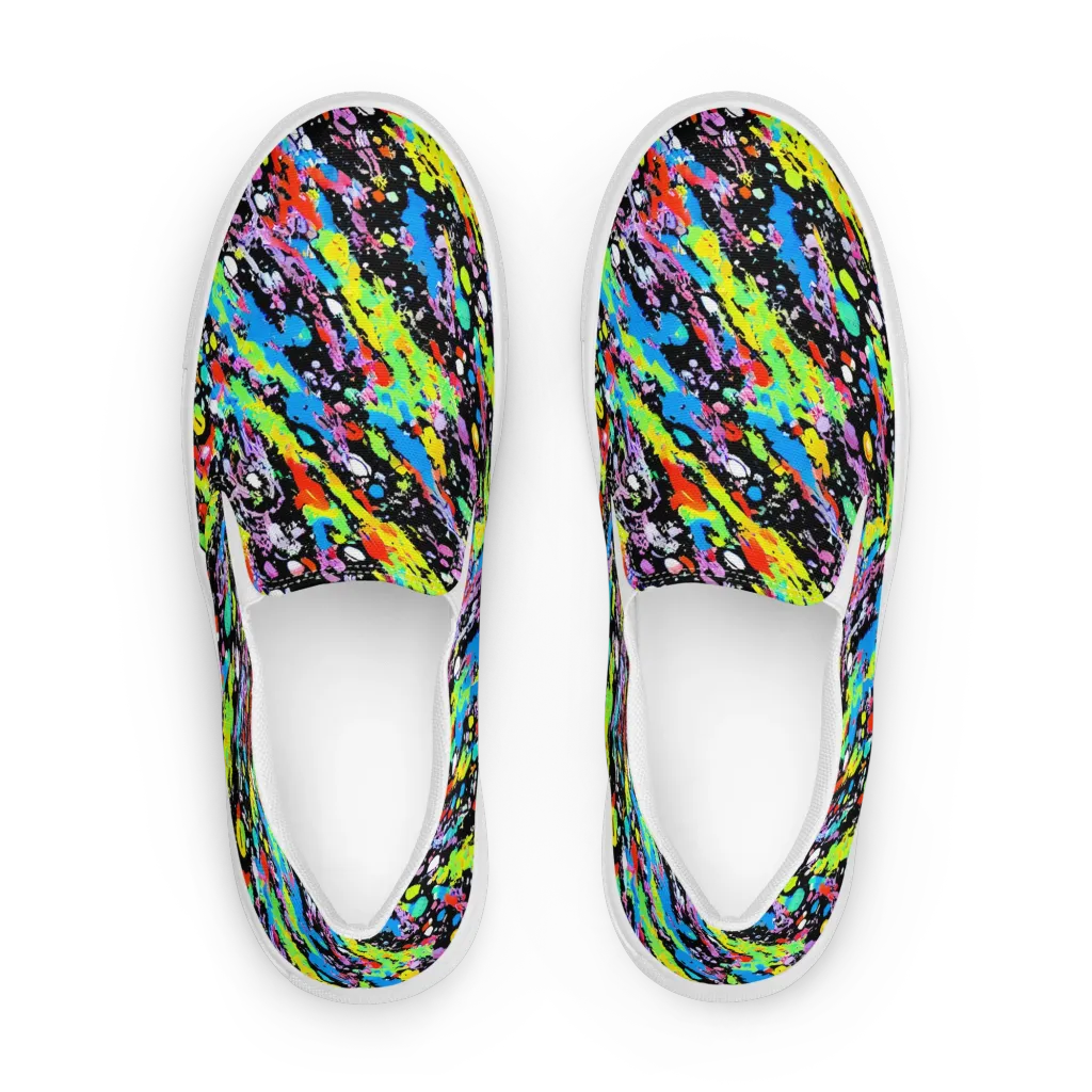 Pollock Pulse on Men's Slip-On Canvas Shoes — Front