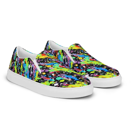 Pollock Pulse on a Men's Slip-On Canvas Shoes