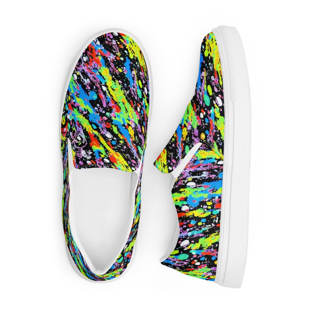Pollock Pulse on Men's Slip-On Canvas Shoes — Front