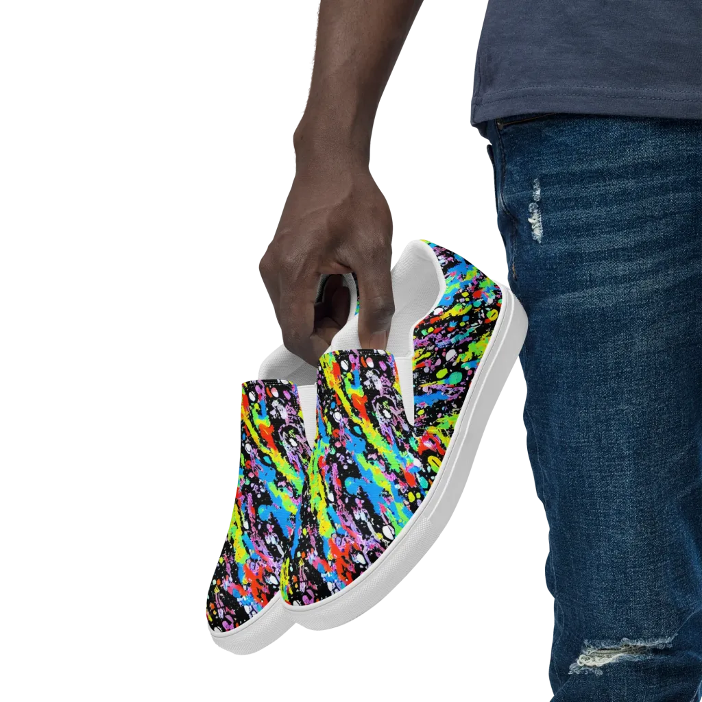 Pollock Pulse on Men's Slip-On Canvas Shoes — Left Front