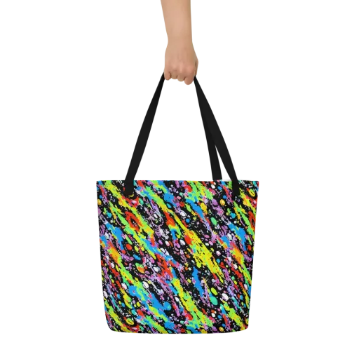 Pollock Pulse on a Large Tote Bag W/ Pocket