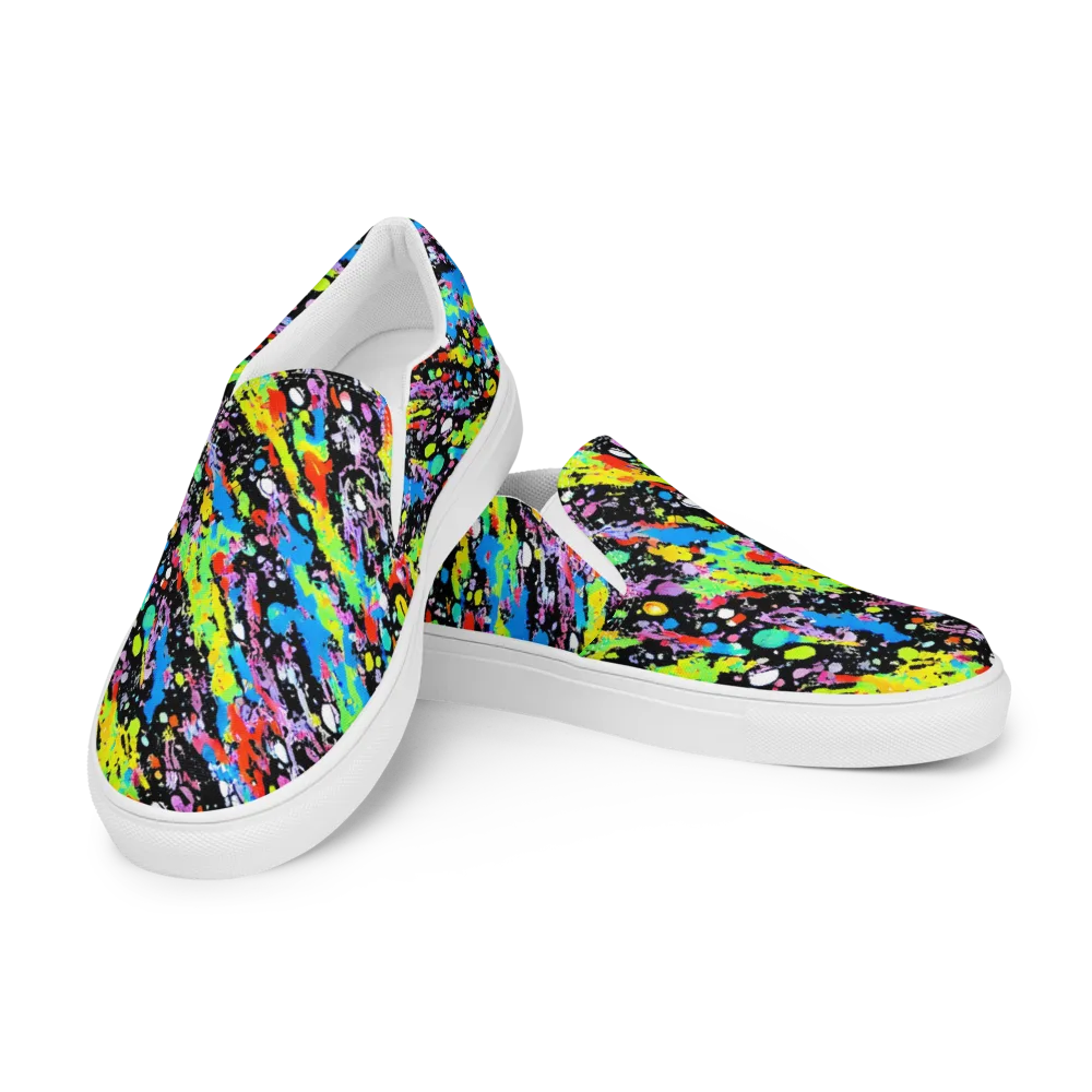 Pollock Pulse on Women's Slip-On Canvas Shoes — Left Front