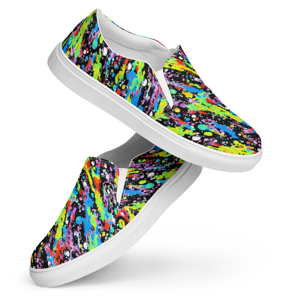 Pollock Pulse on Women's Slip-On Canvas Shoes — Front