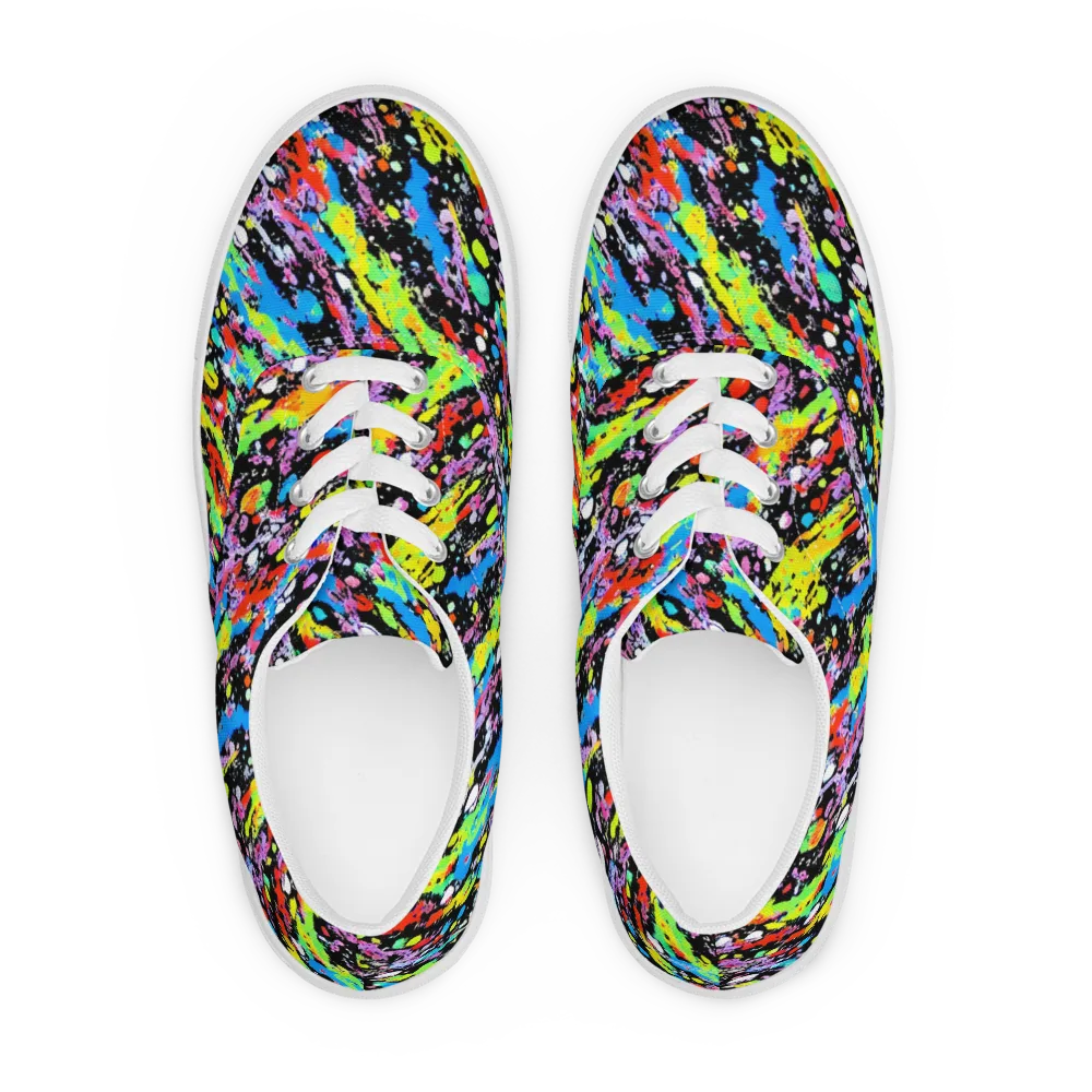 Pollock Pulse on Men's Lace-Up Canvas Shoes — Front