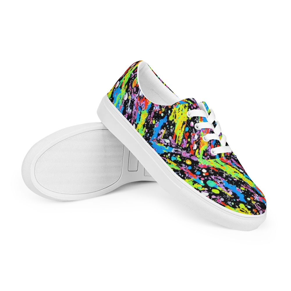 Pollock Pulse on Men's Lace-Up Canvas Shoes — Right Front