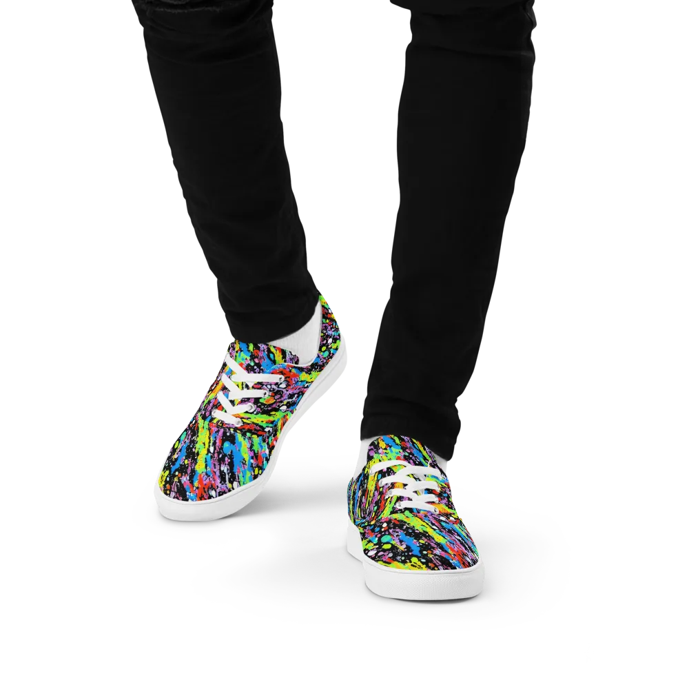 Pollock Pulse on Men's Lace-Up Canvas Shoes — Front