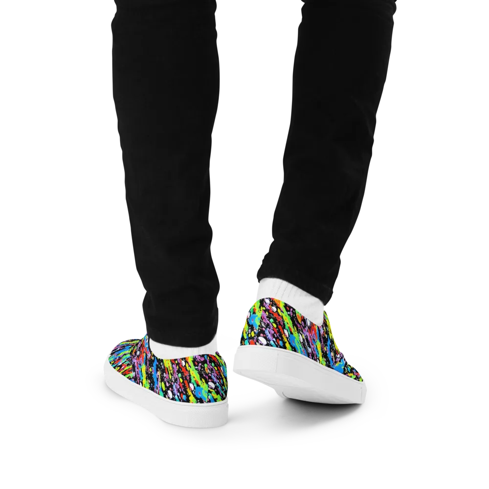Pollock Pulse on Men's Lace-Up Canvas Shoes — Back