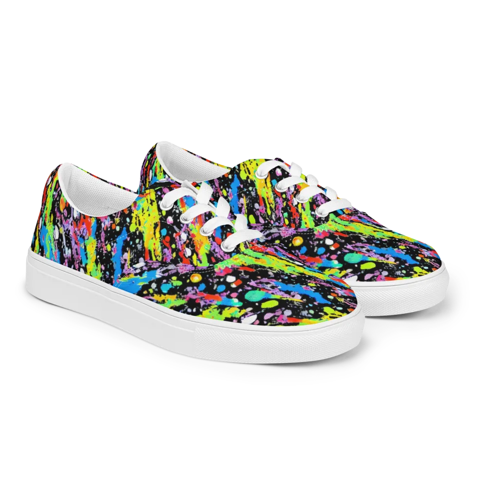 Pollock Pulse on Men's Lace-Up Canvas Shoes — Right Front