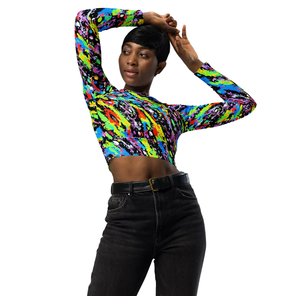 Pollock Pulse on Long Sleeve Crop Top — Front