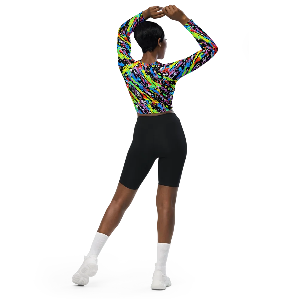 Pollock Pulse on Long Sleeve Crop Top — Back