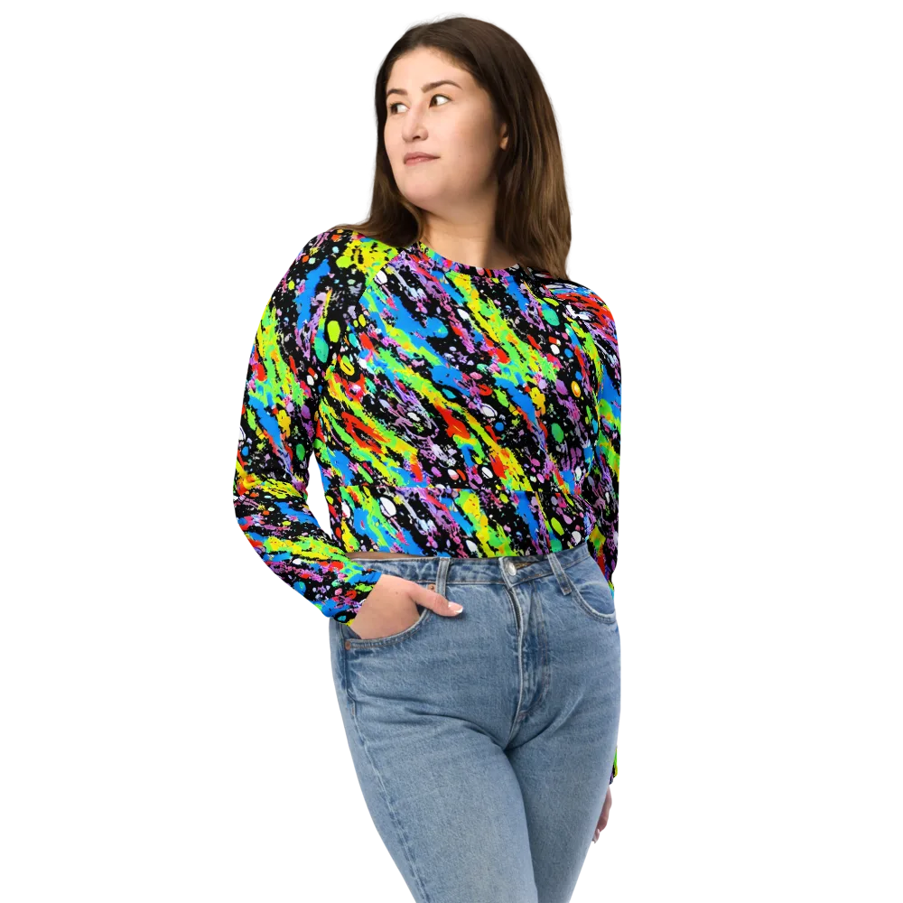 Pollock Pulse on Long Sleeve Crop Top — Front