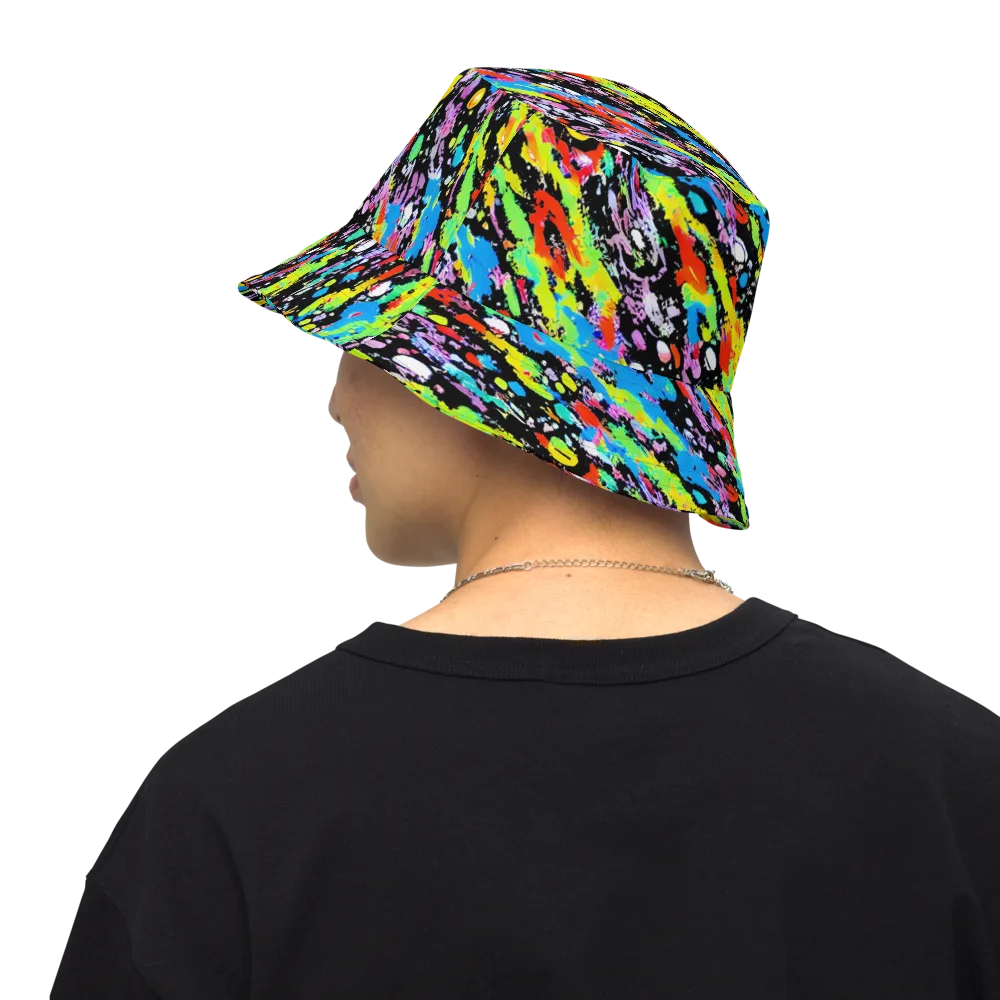 Pollock Pulse on Reversible Bucket Hat — Back Inside