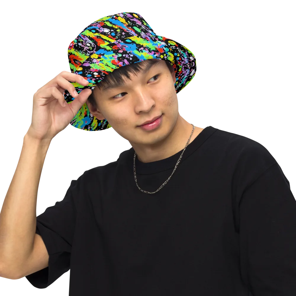 Pollock Pulse on Reversible Bucket Hat — Front Inside