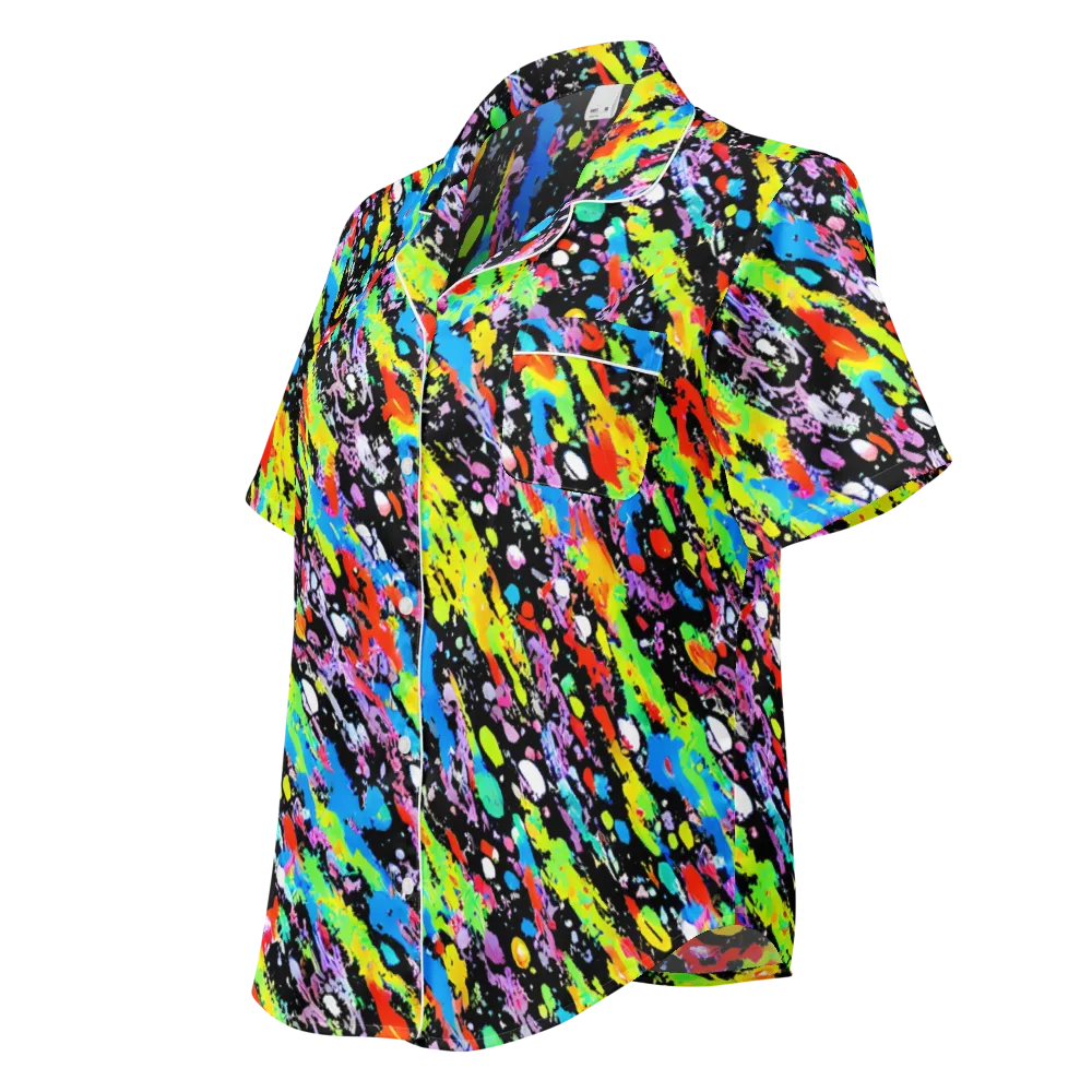 Pollock Pulse on Women's Short Sleeve Pajama Top — Left Front