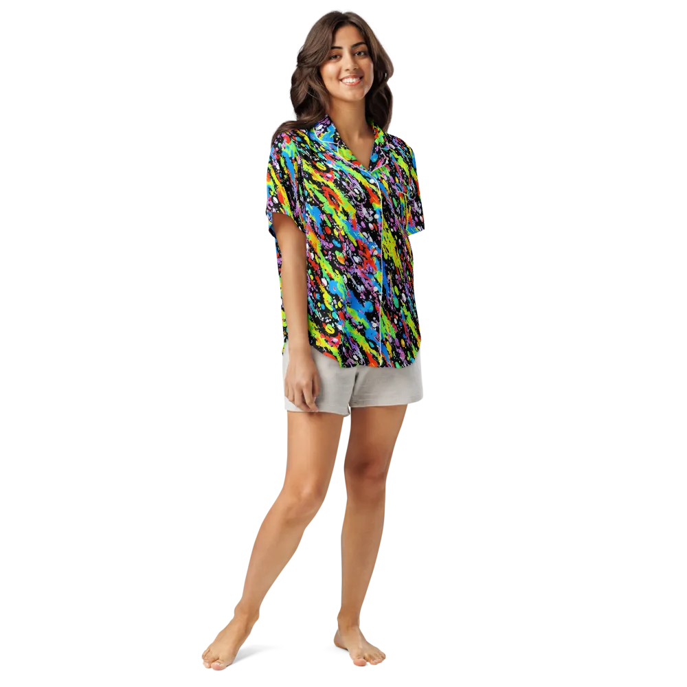 Pollock Pulse on Women's Short Sleeve Pajama Top — Front