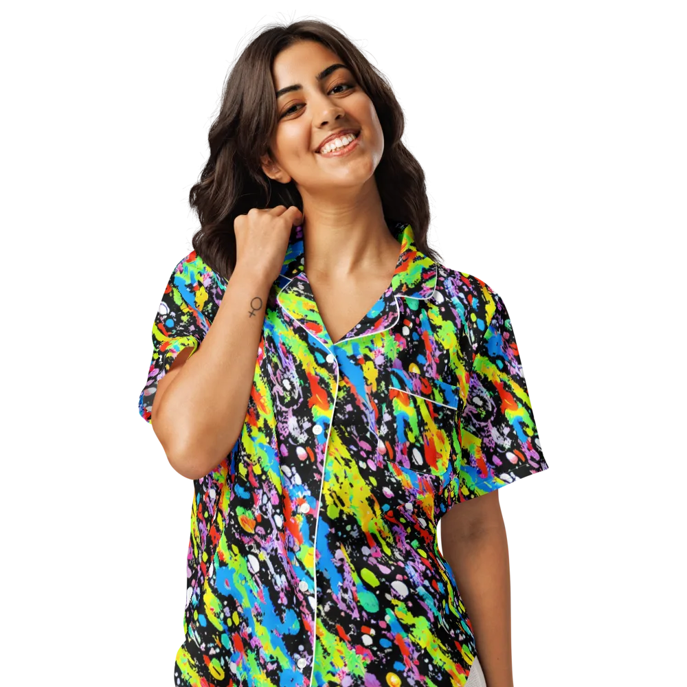 Pollock Pulse on Women's Short Sleeve Pajama Top — Front