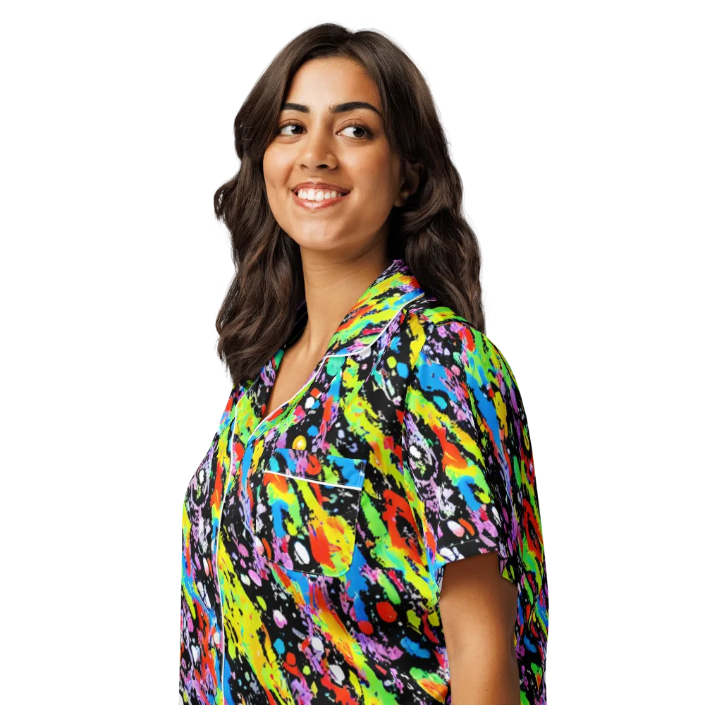 Pollock Pulse on Women's Short Sleeve Pajama Top — Left Front