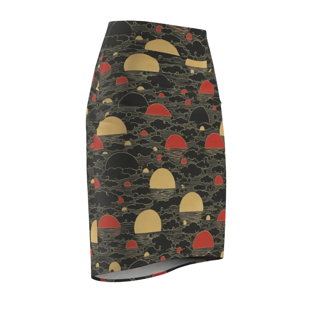 Midnight Sundown on Pencil Skirt — Front Side