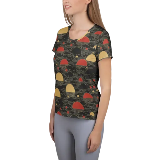 Midnight Sundown on a Women's Athletic T-Shirt