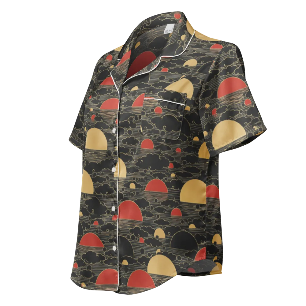 Midnight Sundown on Women's Short Sleeve Pajama Top — Left Front